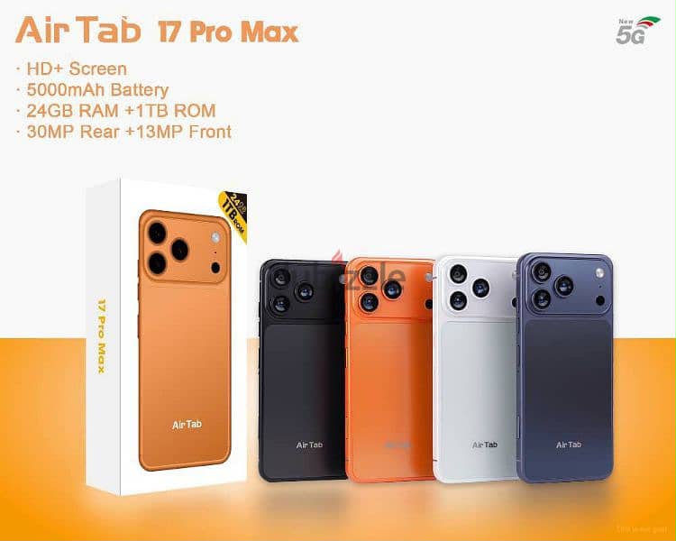 AirTab 17 Pro Max - هاتف 5G بذاكرة 24GB وتخزين 1TB